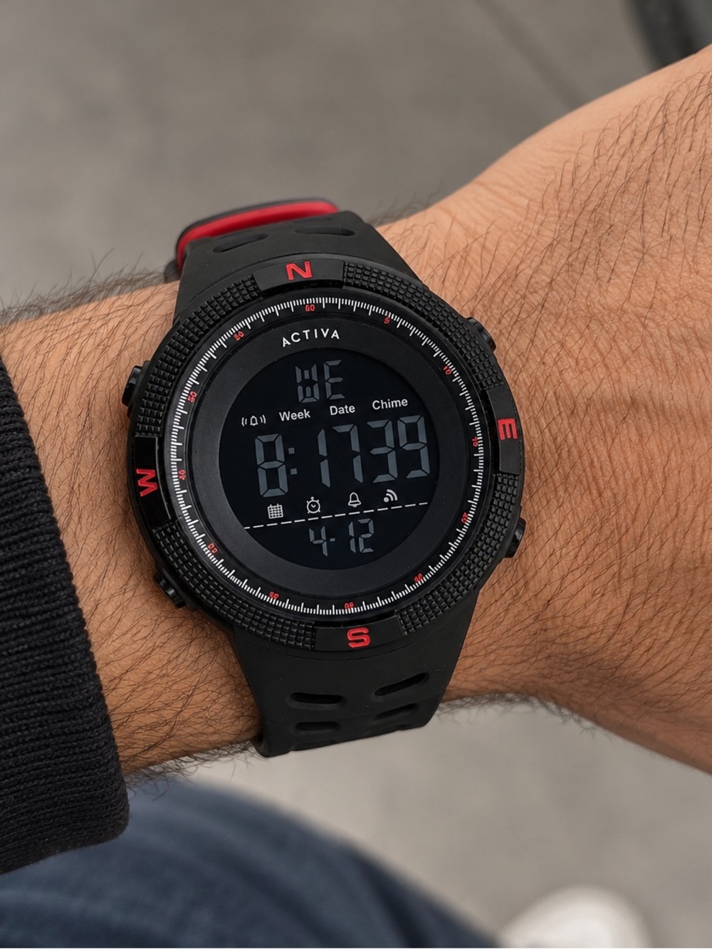 Activa Black and Red Digital Sport Watch with Silicone Band(cw1915m)